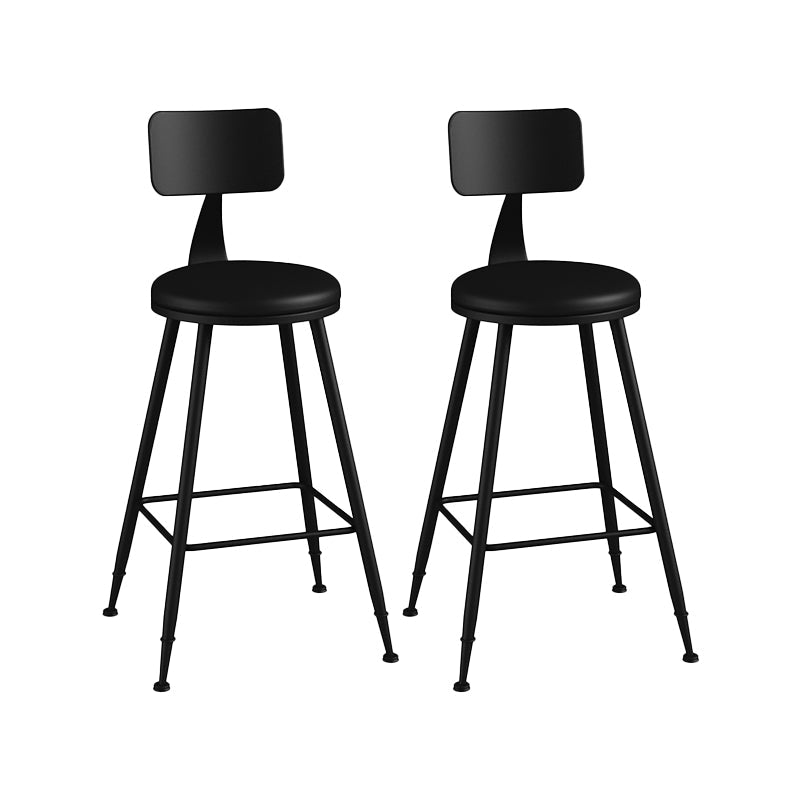 Modern Backrest Counter Stool Iron Bar Stool with Leather Cushion and Pedal for Cafe Black 2 Piece Set Counter Stool(26"H) Clearhalo 'Bar Furniture' 'Bar Stools' 'bar_stools' 'furn' 'furn_bar_stools' 'Furniture' 'Kitchen & Dining Furniture' 5725413