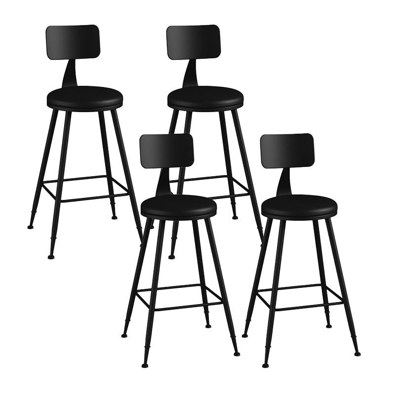 Modern Backrest Counter Stool Iron Bar Stool with Leather Cushion and Pedal for Cafe Black 4 Piece Set Counter Stool(26"H) Clearhalo 'Bar Furniture' 'Bar Stools' 'bar_stools' 'furn' 'furn_bar_stools' 'Furniture' 'Kitchen & Dining Furniture' 5725414