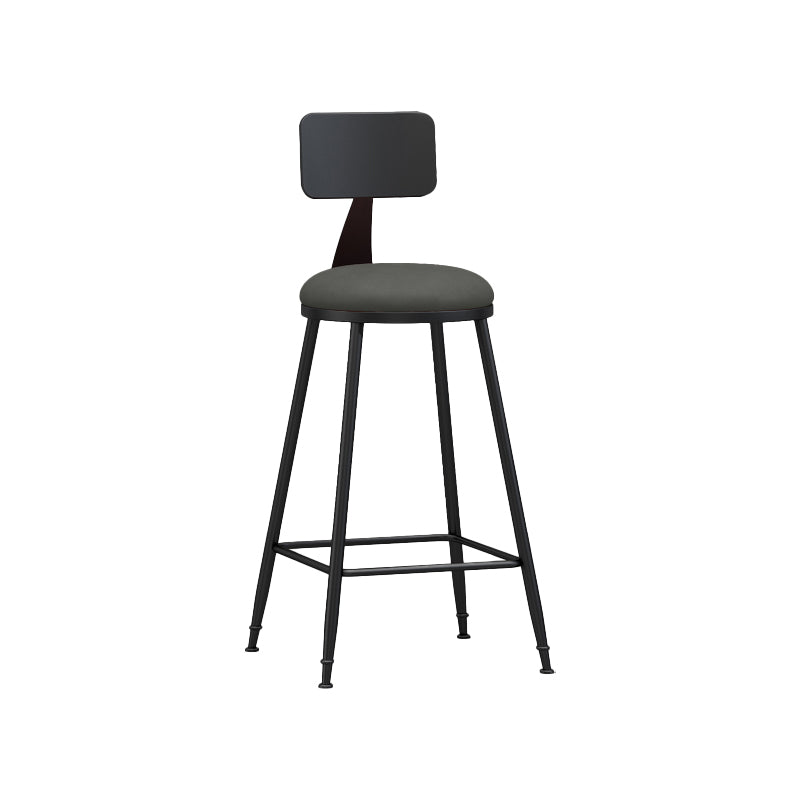 Modern Backrest Counter Stool Iron Bar Stool with Leather Cushion and Pedal for Cafe Grey 1 Piece Counter Stool(26"H) Clearhalo 'Bar Furniture' 'Bar Stools' 'bar_stools' 'furn' 'furn_bar_stools' 'Furniture' 'Kitchen & Dining Furniture' 5725417