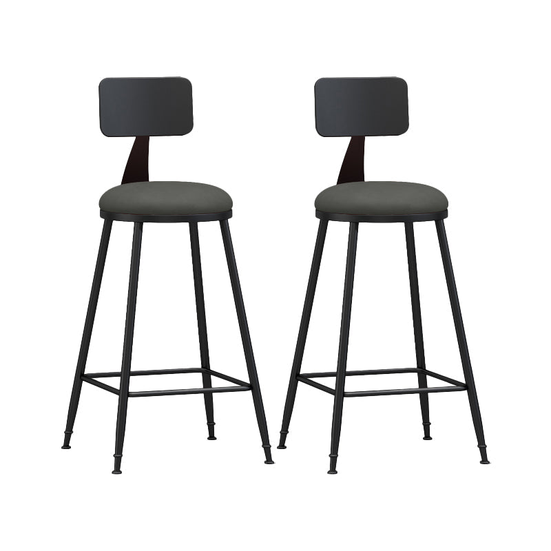 Modern Backrest Counter Stool Iron Bar Stool with Leather Cushion and Pedal for Cafe Grey 2 Piece Set Counter Stool(26"H) Clearhalo 'Bar Furniture' 'Bar Stools' 'bar_stools' 'furn' 'furn_bar_stools' 'Furniture' 'Kitchen & Dining Furniture' 5725418