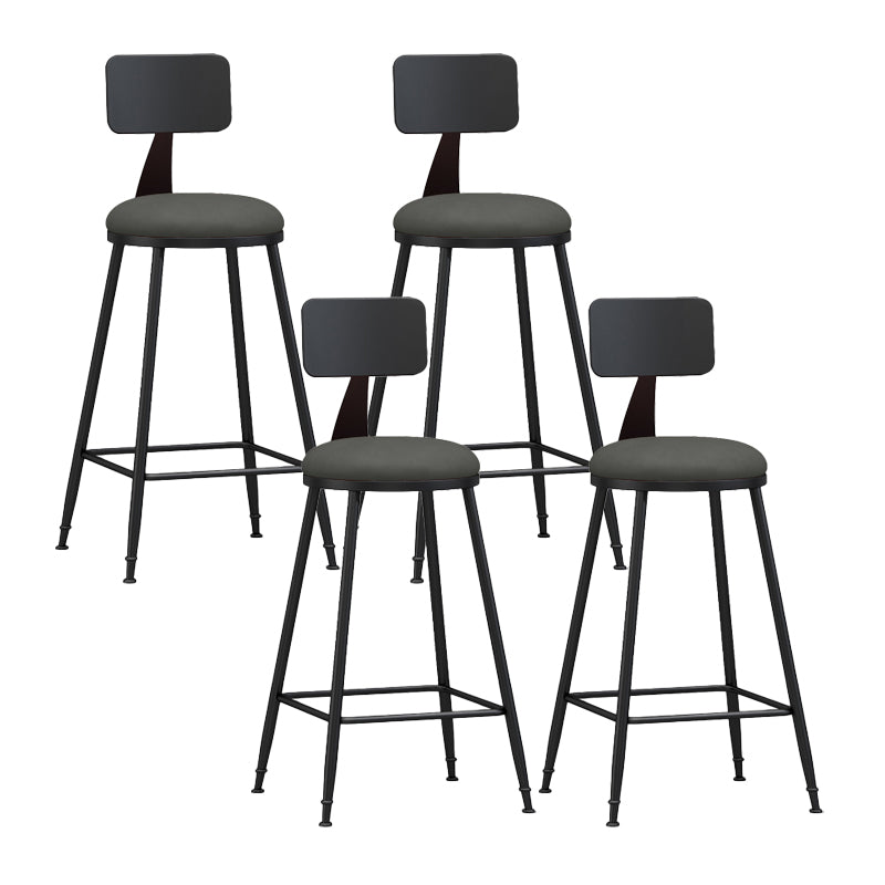 Modern Backrest Counter Stool Iron Bar Stool with Leather Cushion and Pedal for Cafe Grey 4 Piece Set Counter Stool(26"H) Clearhalo 'Bar Furniture' 'Bar Stools' 'bar_stools' 'furn' 'furn_bar_stools' 'Furniture' 'Kitchen & Dining Furniture' 5725419