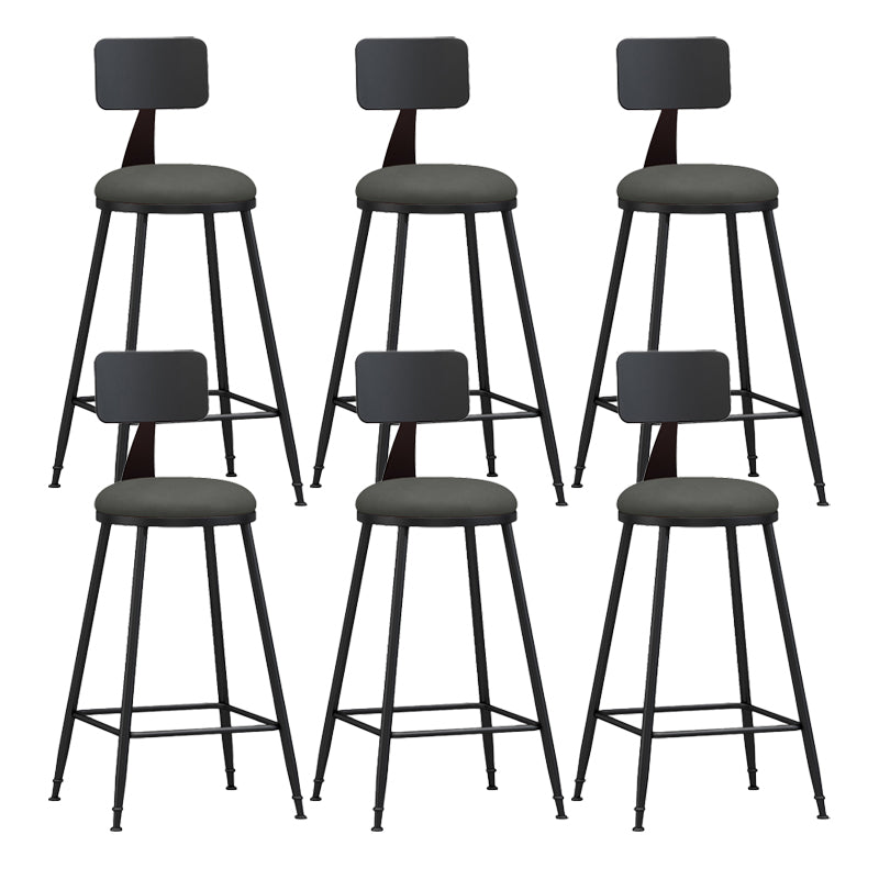 Modern Backrest Counter Stool Iron Bar Stool with Leather Cushion and Pedal for Cafe Grey 6 Piece Set Counter Stool(26"H) Clearhalo 'Bar Furniture' 'Bar Stools' 'bar_stools' 'furn' 'furn_bar_stools' 'Furniture' 'Kitchen & Dining Furniture' 5725420