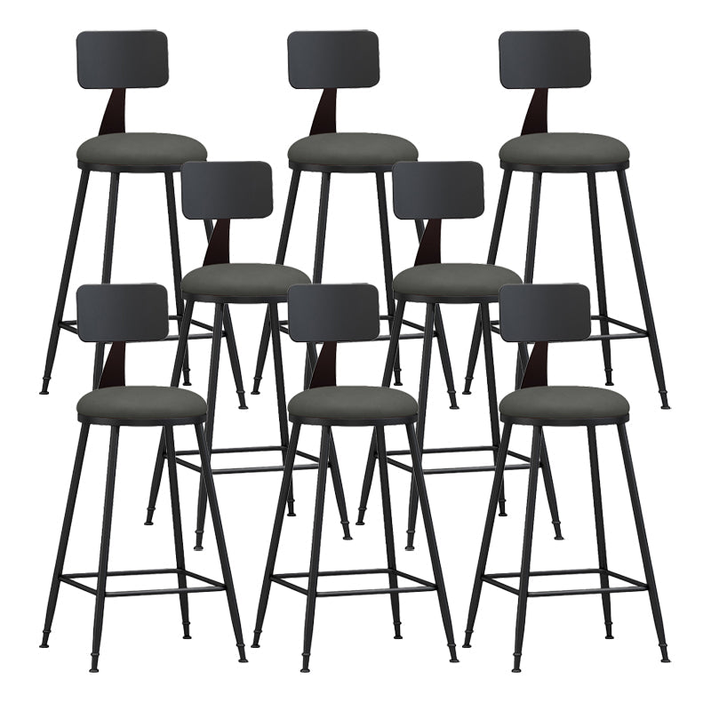 Modern Backrest Counter Stool Iron Bar Stool with Leather Cushion and Pedal for Cafe Grey 8 Piece Set Counter Stool(26"H) Clearhalo 'Bar Furniture' 'Bar Stools' 'bar_stools' 'furn' 'furn_bar_stools' 'Furniture' 'Kitchen & Dining Furniture' 5725421