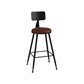 Modern Backrest Counter Stool Iron Bar Stool with Leather Cushion and Pedal for Cafe Burgundy 1 Piece Counter Stool(26"H) Clearhalo 'Bar Furniture' 'Bar Stools' 'bar_stools' 'furn' 'furn_bar_stools' 'Furniture' 'Kitchen & Dining Furniture' 5725422