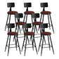 Modern Backrest Counter Stool Iron Bar Stool with Leather Cushion and Pedal for Cafe Burgundy 8 Piece Set Counter Stool(26"H) Clearhalo 'Bar Furniture' 'Bar Stools' 'bar_stools' 'furn' 'furn_bar_stools' 'Furniture' 'Kitchen & Dining Furniture' 5725426