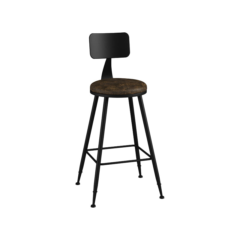 Modern Backrest Counter Stool Iron Bar Stool with Leather Cushion and Pedal for Cafe Brown 1 Piece Counter Stool(26"H) Clearhalo 'Bar Furniture' 'Bar Stools' 'bar_stools' 'furn' 'furn_bar_stools' 'Furniture' 'Kitchen & Dining Furniture' 5725427