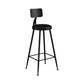 Modern Backrest Counter Stool Iron Bar Stool with Leather Cushion and Pedal for Cafe Black 1 Piece Bar Stool(30"H) Clearhalo 'Bar Furniture' 'Bar Stools' 'bar_stools' 'furn' 'furn_bar_stools' 'Furniture' 'Kitchen & Dining Furniture' 5725432