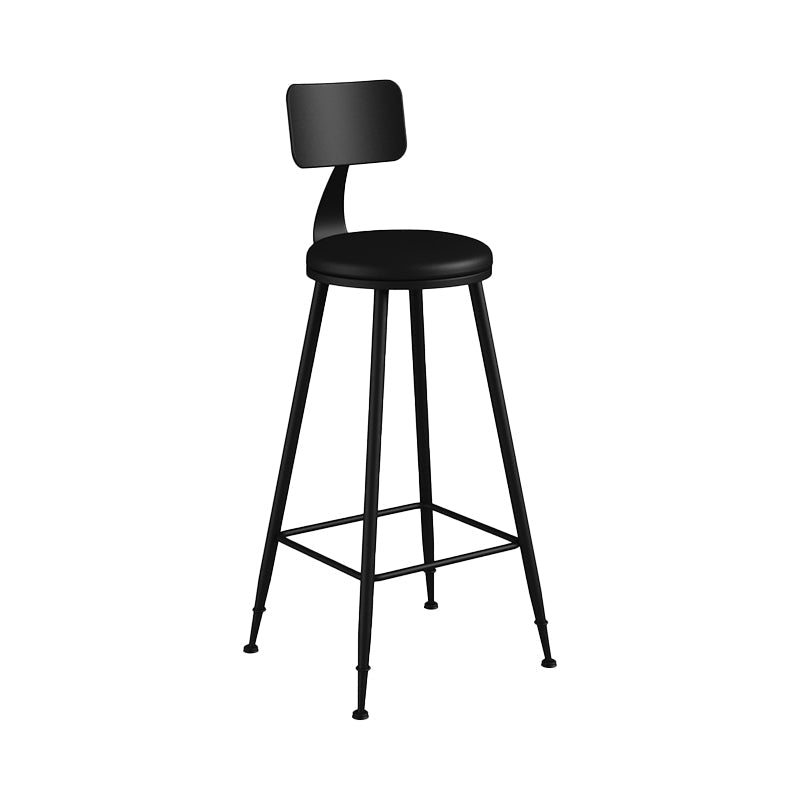 Modern Backrest Counter Stool Iron Bar Stool with Leather Cushion and Pedal for Cafe Black 1 Piece Bar Stool(30"H) Clearhalo 'Bar Furniture' 'Bar Stools' 'bar_stools' 'furn' 'furn_bar_stools' 'Furniture' 'Kitchen & Dining Furniture' 5725432