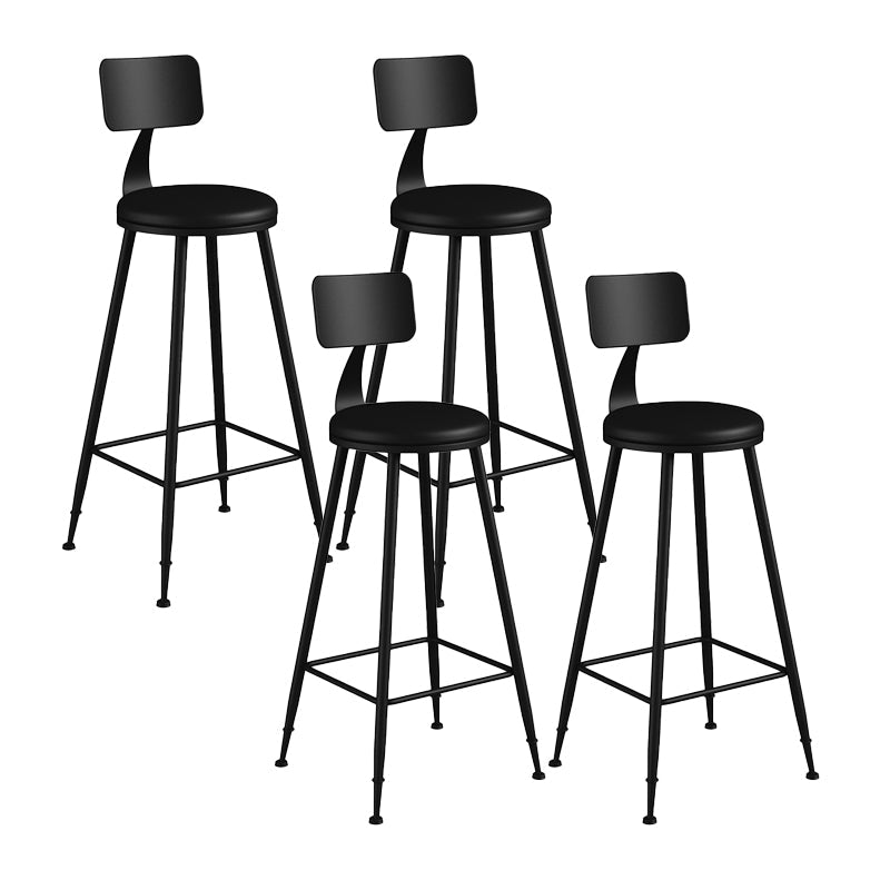 Modern Backrest Counter Stool Iron Bar Stool with Leather Cushion and Pedal for Cafe Black 4 Piece Set Bar Stool(30"H) Clearhalo 'Bar Furniture' 'Bar Stools' 'bar_stools' 'furn' 'furn_bar_stools' 'Furniture' 'Kitchen & Dining Furniture' 5725434