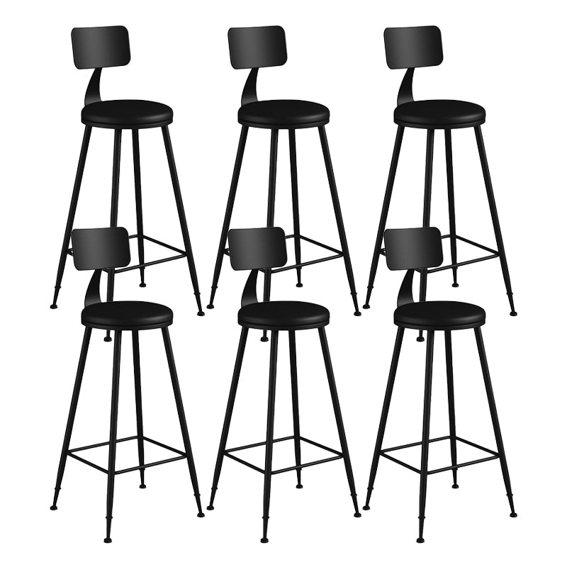 Modern Backrest Counter Stool Iron Bar Stool with Leather Cushion and Pedal for Cafe Black 6 Piece Set Bar Stool(30"H) Clearhalo 'Bar Furniture' 'Bar Stools' 'bar_stools' 'furn' 'furn_bar_stools' 'Furniture' 'Kitchen & Dining Furniture' 5725435