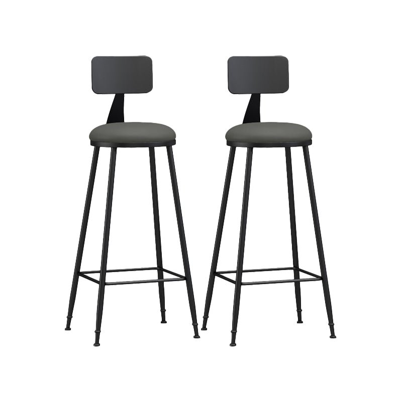 Modern Backrest Counter Stool Iron Bar Stool with Leather Cushion and Pedal for Cafe Grey 2 Piece Set Bar Stool(30"H) Clearhalo 'Bar Furniture' 'Bar Stools' 'bar_stools' 'furn' 'furn_bar_stools' 'Furniture' 'Kitchen & Dining Furniture' 5725438