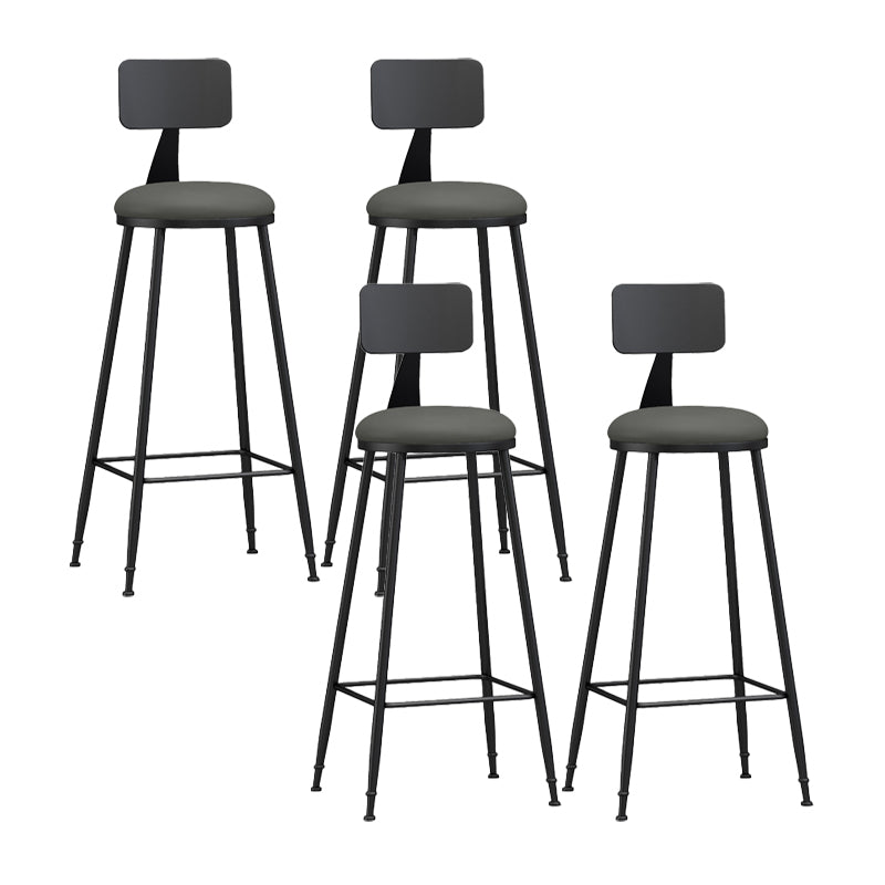 Modern Backrest Counter Stool Iron Bar Stool with Leather Cushion and Pedal for Cafe Grey 4 Piece Set Bar Stool(30"H) Clearhalo 'Bar Furniture' 'Bar Stools' 'bar_stools' 'furn' 'furn_bar_stools' 'Furniture' 'Kitchen & Dining Furniture' 5725439
