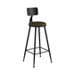 Modern Backrest Counter Stool Iron Bar Stool with Leather Cushion and Pedal for Cafe Brown 1 Piece Clearhalo 'Bar Furniture' 'Bar Stools' 'bar_stools' 'furn' 'furn_bar_stools' 'Furniture' 'Kitchen & Dining Furniture' 5725447