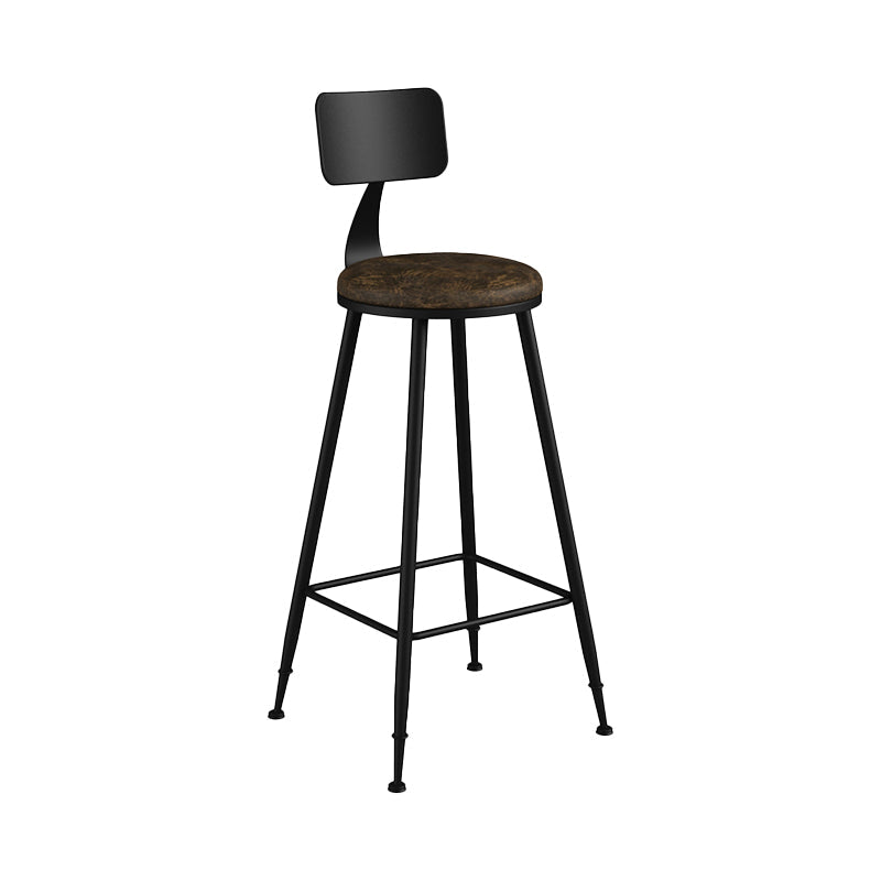 Modern Backrest Counter Stool Iron Bar Stool with Leather Cushion and Pedal for Cafe Brown 1 Piece Clearhalo 'Bar Furniture' 'Bar Stools' 'bar_stools' 'furn' 'furn_bar_stools' 'Furniture' 'Kitchen & Dining Furniture' 5725447
