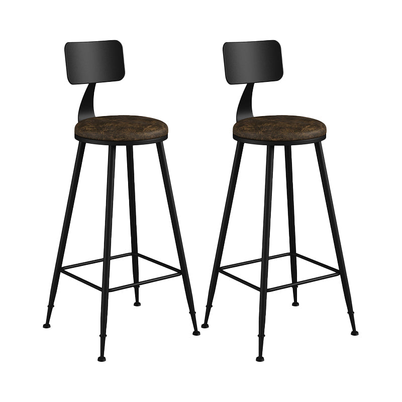 Modern Backrest Counter Stool Iron Bar Stool with Leather Cushion and Pedal for Cafe Brown 2 Piece Set Clearhalo 'Bar Furniture' 'Bar Stools' 'bar_stools' 'furn' 'furn_bar_stools' 'Furniture' 'Kitchen & Dining Furniture' 5725448