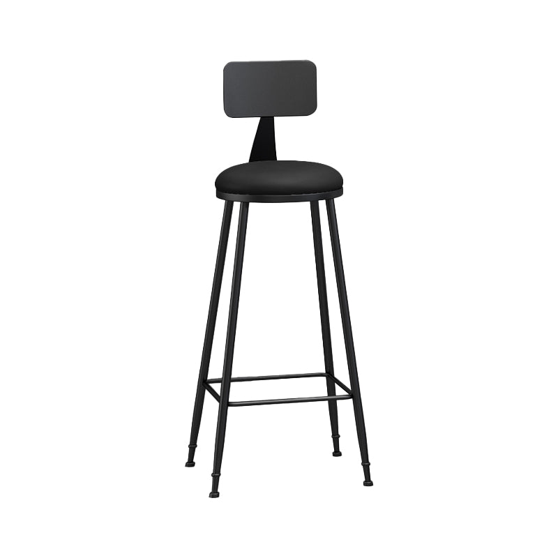 Modern Backrest Counter Stool Iron Bar Stool with Leather Cushion and Pedal for Cafe Black 1 Piece Bar Stool(33"H) Clearhalo 'Bar Furniture' 'Bar Stools' 'bar_stools' 'furn' 'furn_bar_stools' 'Furniture' 'Kitchen & Dining Furniture' 5725452