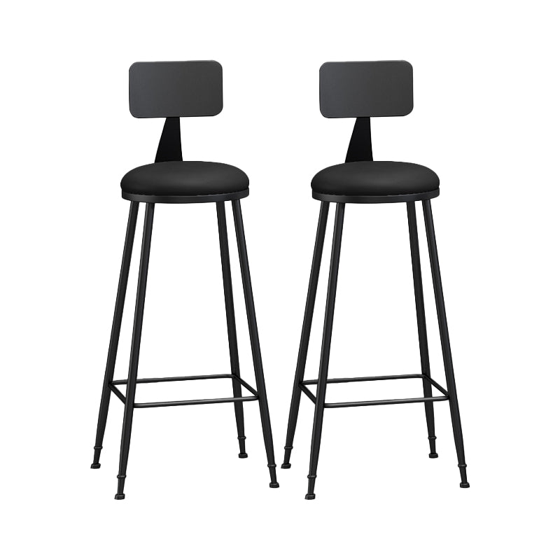 Modern Backrest Counter Stool Iron Bar Stool with Leather Cushion and Pedal for Cafe Black 2 Piece Set Bar Stool(33"H) Clearhalo 'Bar Furniture' 'Bar Stools' 'bar_stools' 'furn' 'furn_bar_stools' 'Furniture' 'Kitchen & Dining Furniture' 5725453