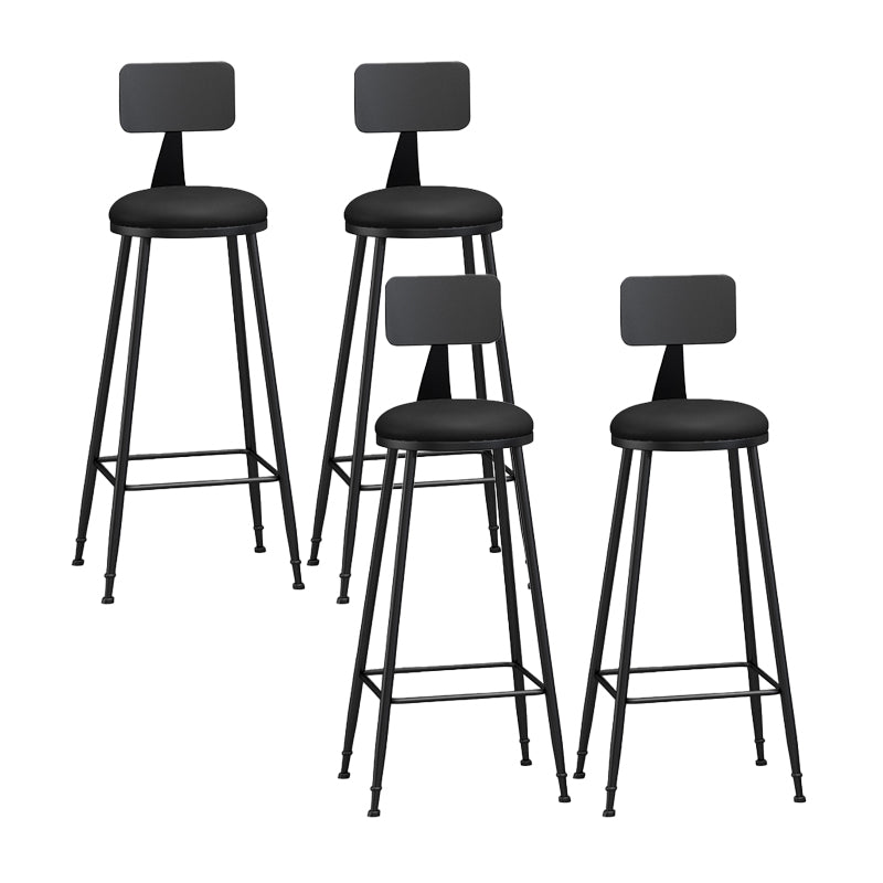 Modern Backrest Counter Stool Iron Bar Stool with Leather Cushion and Pedal for Cafe Black 4 Piece Set Bar Stool(33"H) Clearhalo 'Bar Furniture' 'Bar Stools' 'bar_stools' 'furn' 'furn_bar_stools' 'Furniture' 'Kitchen & Dining Furniture' 5725454