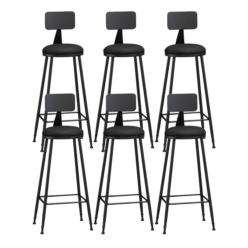 Modern Backrest Counter Stool Iron Bar Stool with Leather Cushion and Pedal for Cafe Black 6 Piece Set Bar Stool(33"H) Clearhalo 'Bar Furniture' 'Bar Stools' 'bar_stools' 'furn' 'furn_bar_stools' 'Furniture' 'Kitchen & Dining Furniture' 5725455