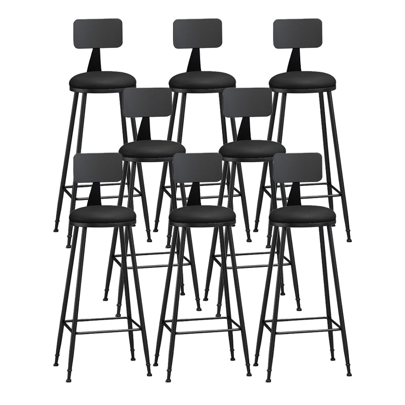 Modern Backrest Counter Stool Iron Bar Stool with Leather Cushion and Pedal for Cafe Black 8 Piece Set Bar Stool(33"H) Clearhalo 'Bar Furniture' 'Bar Stools' 'bar_stools' 'furn' 'furn_bar_stools' 'Furniture' 'Kitchen & Dining Furniture' 5725456