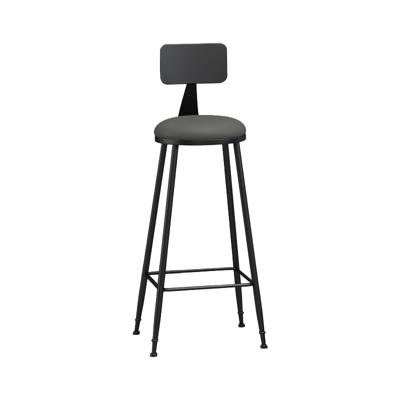 Modern Backrest Counter Stool Iron Bar Stool with Leather Cushion and Pedal for Cafe Grey 1 Piece Bar Stool(33"H) Clearhalo 'Bar Furniture' 'Bar Stools' 'bar_stools' 'furn' 'furn_bar_stools' 'Furniture' 'Kitchen & Dining Furniture' 5725457