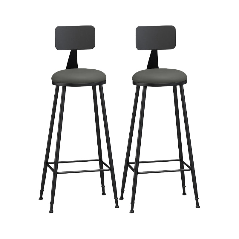 Modern Backrest Counter Stool Iron Bar Stool with Leather Cushion and Pedal for Cafe Grey 2 Piece Set Bar Stool(33"H) Clearhalo 'Bar Furniture' 'Bar Stools' 'bar_stools' 'furn' 'furn_bar_stools' 'Furniture' 'Kitchen & Dining Furniture' 5725458
