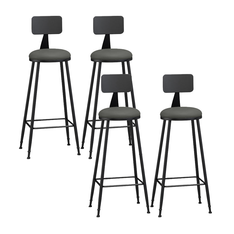 Modern Backrest Counter Stool Iron Bar Stool with Leather Cushion and Pedal for Cafe Grey 4 Piece Set Bar Stool(33"H) Clearhalo 'Bar Furniture' 'Bar Stools' 'bar_stools' 'furn' 'furn_bar_stools' 'Furniture' 'Kitchen & Dining Furniture' 5725459