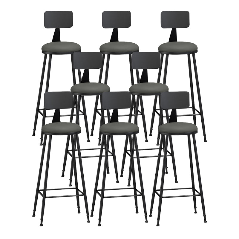 Modern Backrest Counter Stool Iron Bar Stool with Leather Cushion and Pedal for Cafe Grey 8 Piece Set Bar Stool(33"H) Clearhalo 'Bar Furniture' 'Bar Stools' 'bar_stools' 'furn' 'furn_bar_stools' 'Furniture' 'Kitchen & Dining Furniture' 5725461