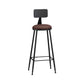 Modern Backrest Counter Stool Iron Bar Stool with Leather Cushion and Pedal for Cafe Burgundy 1 Piece Bar Stool(33"H) Clearhalo 'Bar Furniture' 'Bar Stools' 'bar_stools' 'furn' 'furn_bar_stools' 'Furniture' 'Kitchen & Dining Furniture' 5725462