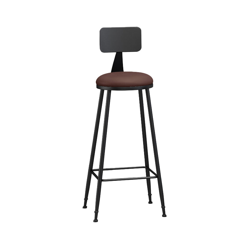 Modern Backrest Counter Stool Iron Bar Stool with Leather Cushion and Pedal for Cafe Burgundy 1 Piece Bar Stool(33"H) Clearhalo 'Bar Furniture' 'Bar Stools' 'bar_stools' 'furn' 'furn_bar_stools' 'Furniture' 'Kitchen & Dining Furniture' 5725462