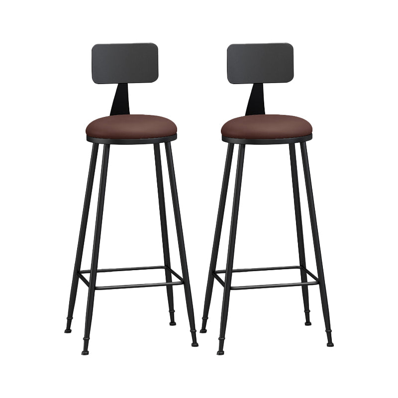 Modern Backrest Counter Stool Iron Bar Stool with Leather Cushion and Pedal for Cafe Burgundy 2 Piece Set Bar Stool(33"H) Clearhalo 'Bar Furniture' 'Bar Stools' 'bar_stools' 'furn' 'furn_bar_stools' 'Furniture' 'Kitchen & Dining Furniture' 5725463