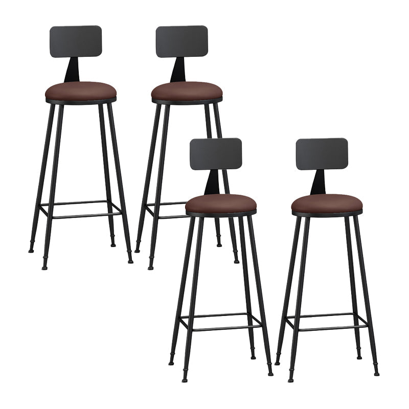 Modern Backrest Counter Stool Iron Bar Stool with Leather Cushion and Pedal for Cafe Burgundy 4 Piece Set Bar Stool(33"H) Clearhalo 'Bar Furniture' 'Bar Stools' 'bar_stools' 'furn' 'furn_bar_stools' 'Furniture' 'Kitchen & Dining Furniture' 5725464