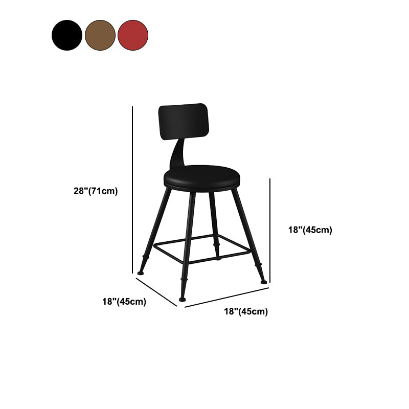 Modern Backrest Counter Stool Iron Bar Stool with Leather Cushion and Pedal for Cafe Clearhalo 'Bar Furniture' 'Bar Stools' 'bar_stools' 'furn' 'furn_bar_stools' 'Furniture' 'Kitchen & Dining Furniture' 5725467