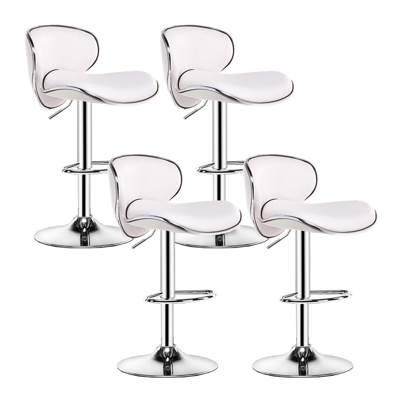 Contemporary Metal Bar Stool Low Back Turntable Faux Leather Cushion Footrest Stool