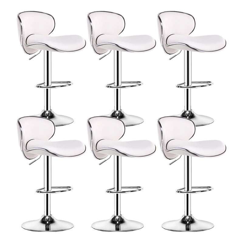 Contemporary Metal Bar Stool Low Back Turntable Faux Leather Cushion Footrest Stool