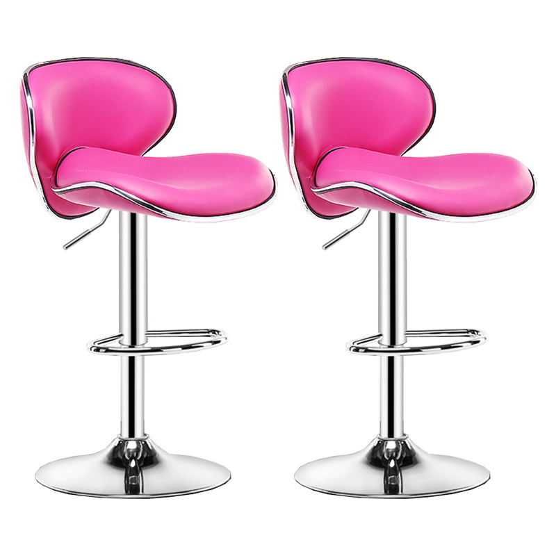 Contemporary Metal Bar Stool Low Back Turntable Faux Leather Cushion Footrest Stool