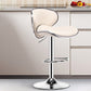 Contemporary Metal Bar Stool Low Back Turntable Faux Leather Cushion Footrest Stool