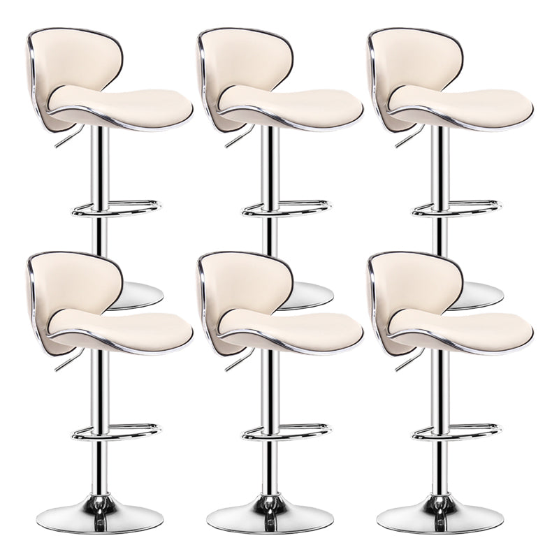 Contemporary Metal Bar Stool Low Back Turntable Faux Leather Cushion Footrest Stool