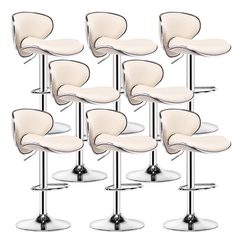 Contemporary Metal Bar Stool Low Back Turntable Faux Leather Cushion Footrest Stool