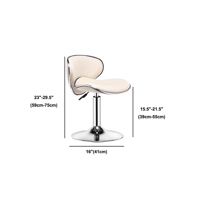 Contemporary Metal Bar Stool Low Back Turntable Faux Leather Cushion Footrest Stool