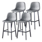 Contemporary Metal Barstool Low Back Turantable Faux Leather Cushion Footrest Stool