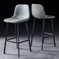 Contemporary Metal Barstool Low Back Turantable Faux Leather Cushion Footrest Stool