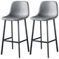 Contemporary Metal Barstool Low Back Turantable Faux Leather Cushion Footrest Stool