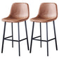 Contemporary Metal Barstool Low Back Turantable Faux Leather Cushion Footrest Stool
