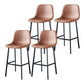 Contemporary Metal Barstool Low Back Turantable Faux Leather Cushion Footrest Stool