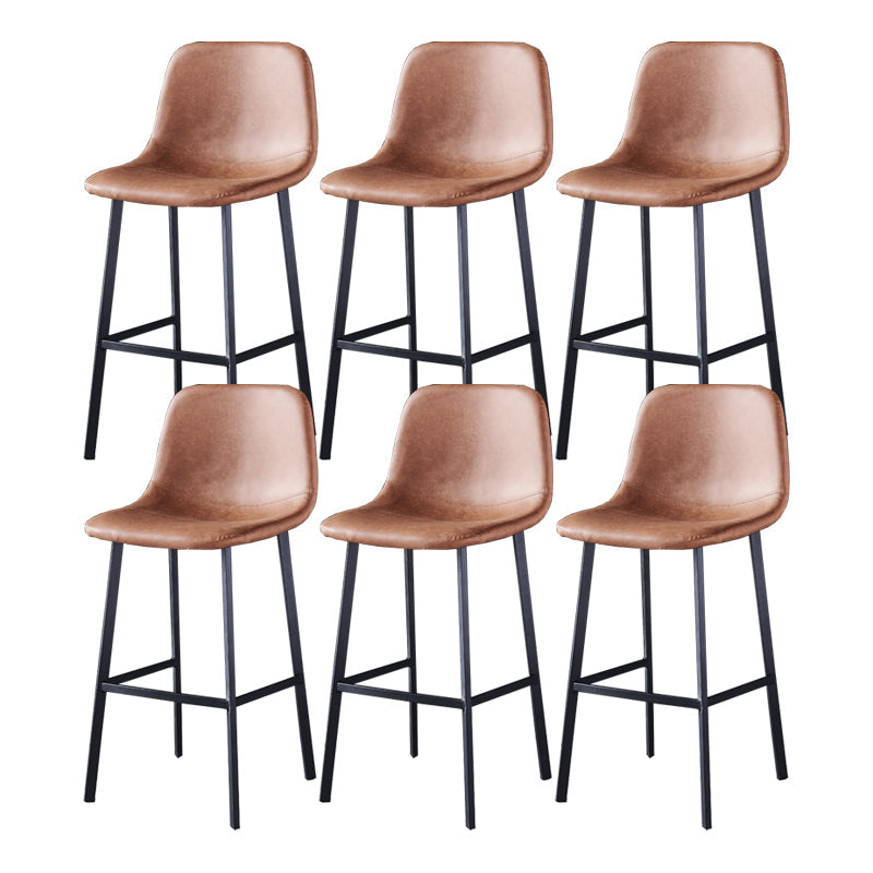 Contemporary Metal Barstool Low Back Turantable Faux Leather Cushion Footrest Stool