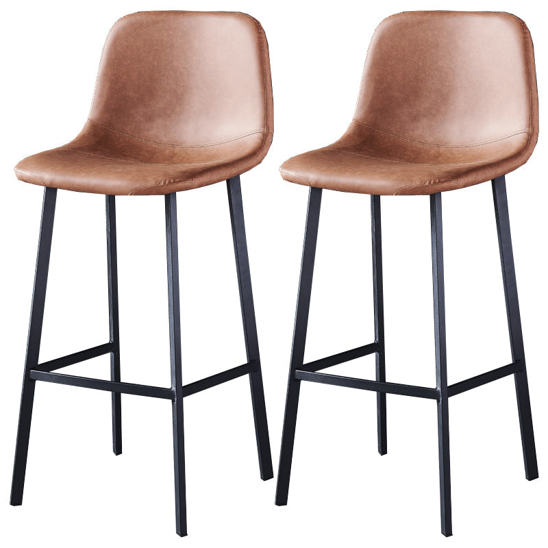 Contemporary Metal Barstool Low Back Turantable Faux Leather Cushion Footrest Stool