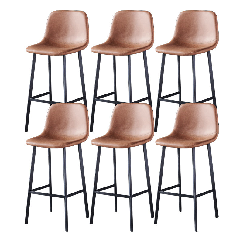 Contemporary Metal Barstool Low Back Turantable Faux Leather Cushion Footrest Stool