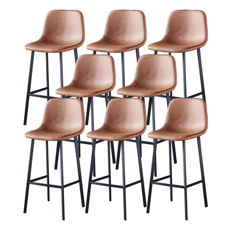 Contemporary Metal Barstool Low Back Turantable Faux Leather Cushion Footrest Stool