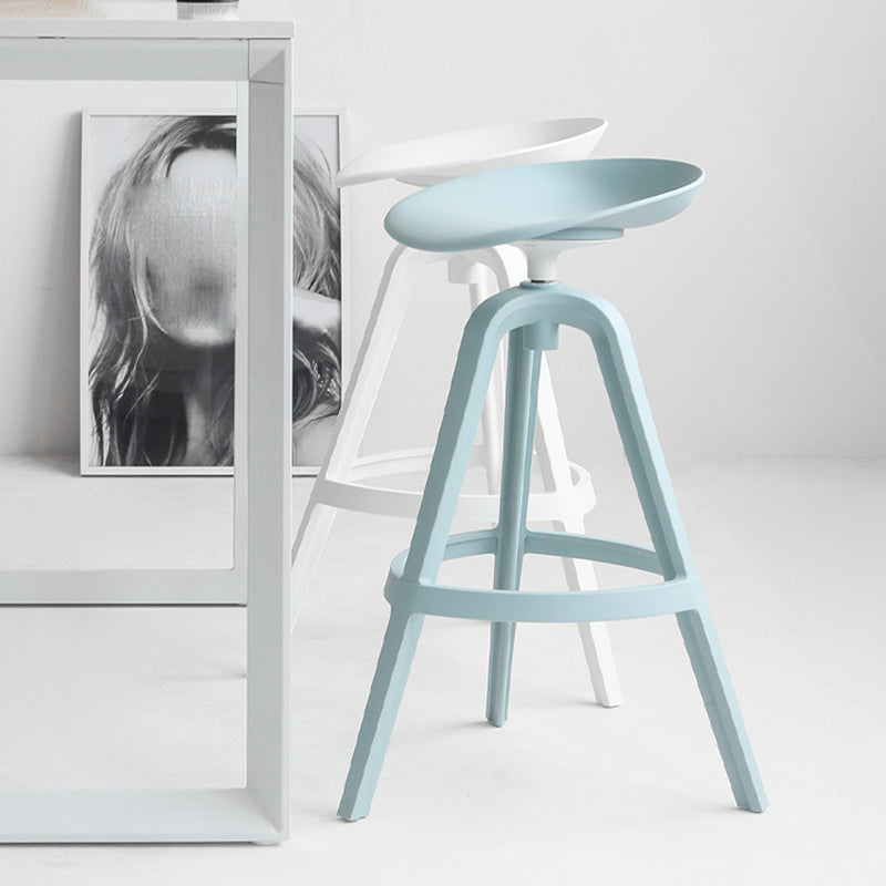 Modern Indoor Bar & Counter Stool Low Back Plastic Footrest Dining Stool